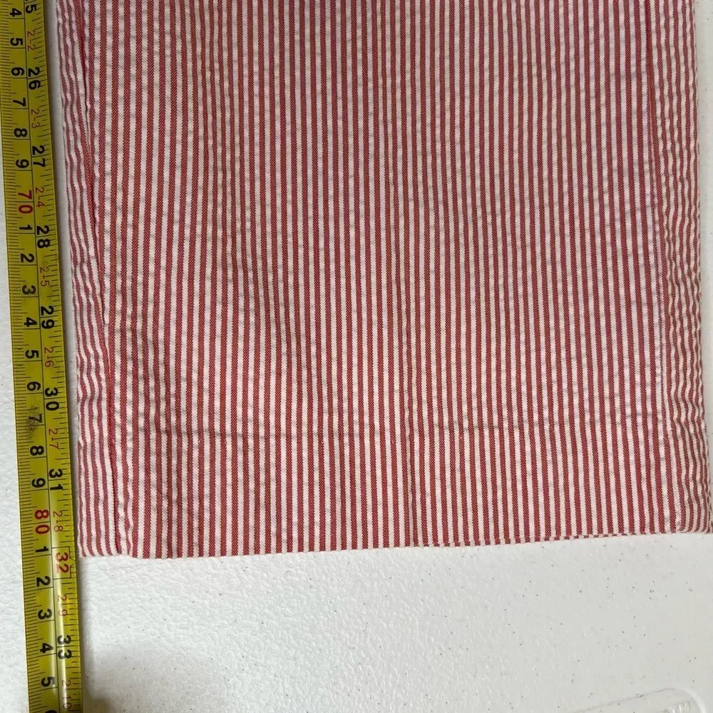 Izod Red White Stripe Seersucker Cotton Mens Flat Front Pant 30/32 Preppy Twee